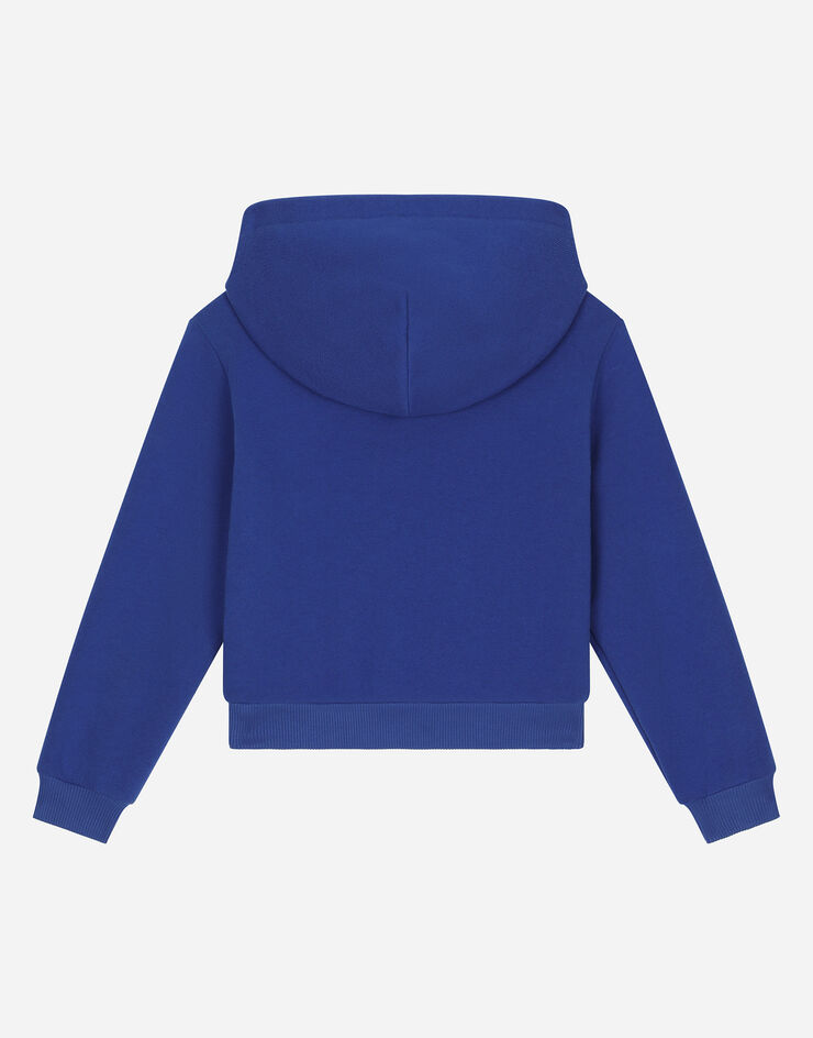 Dolce & Gabbana Zip-up hoodie with logo tag Blue L4JW2VG7I2P