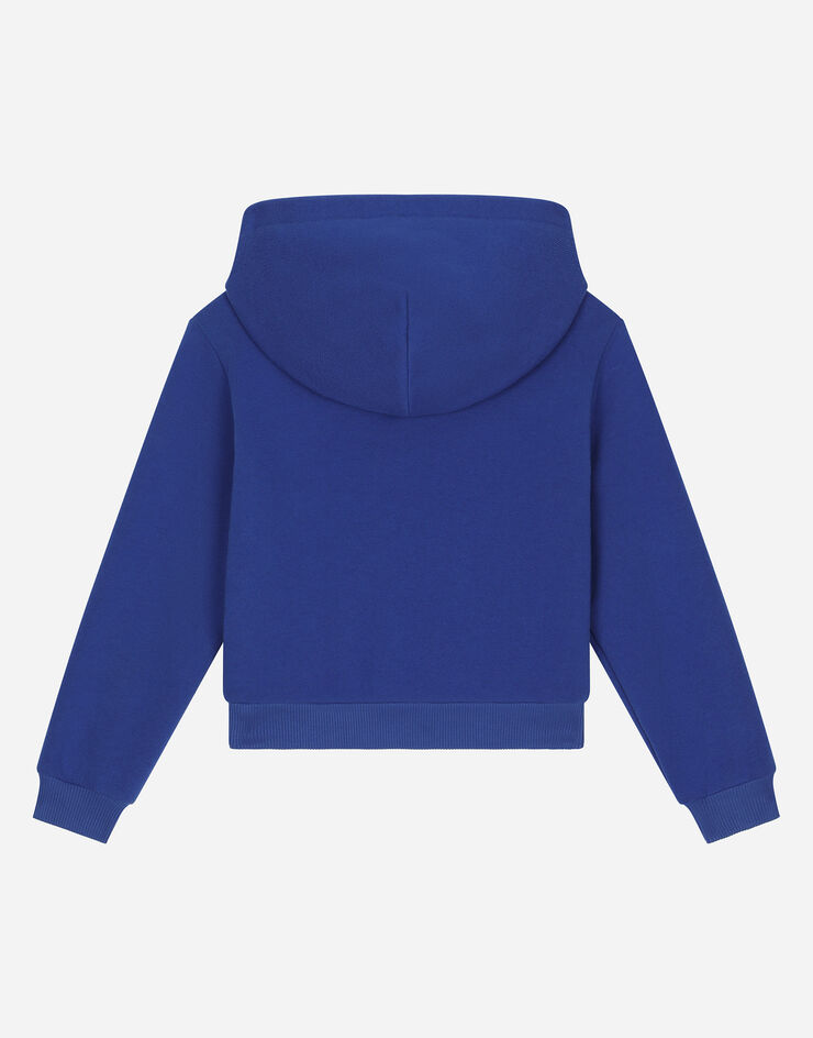 Dolce & Gabbana Kapuzensweatjacke mit Reißverschluss Logoplakette Blau L4JW2VG7I2P