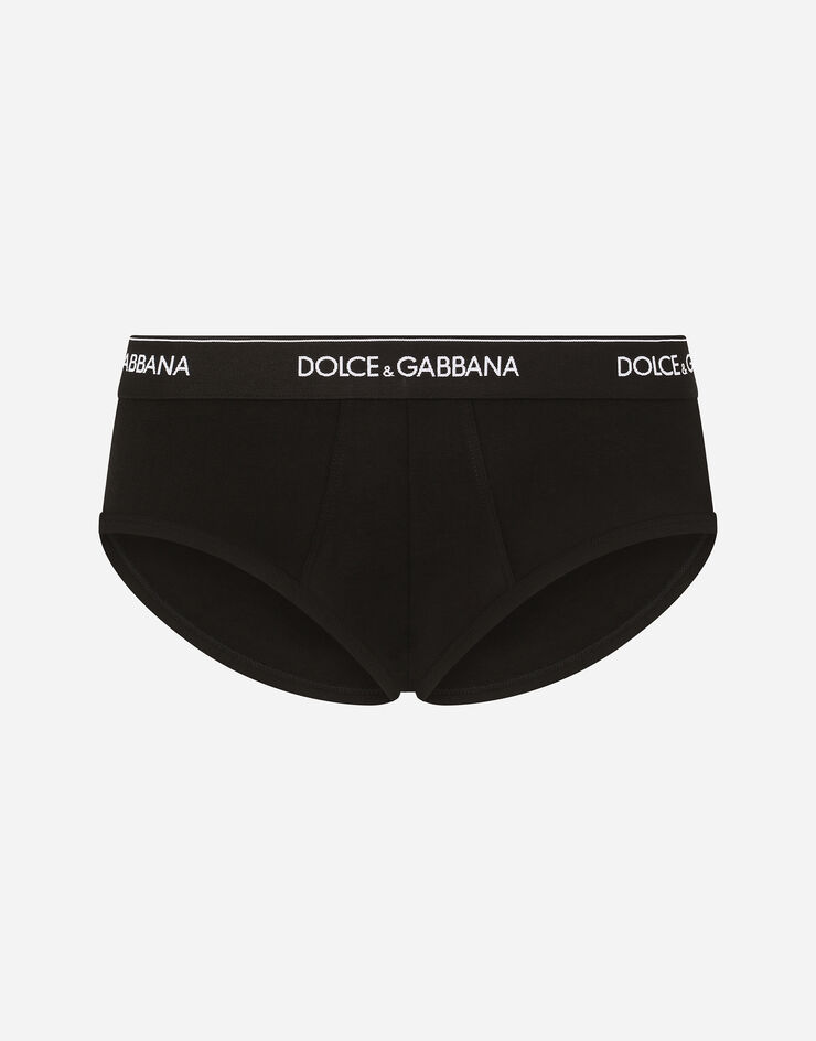 Dolce & Gabbana Pack de deux slips mi-longs en coton stretch Noir M9C03JONN95