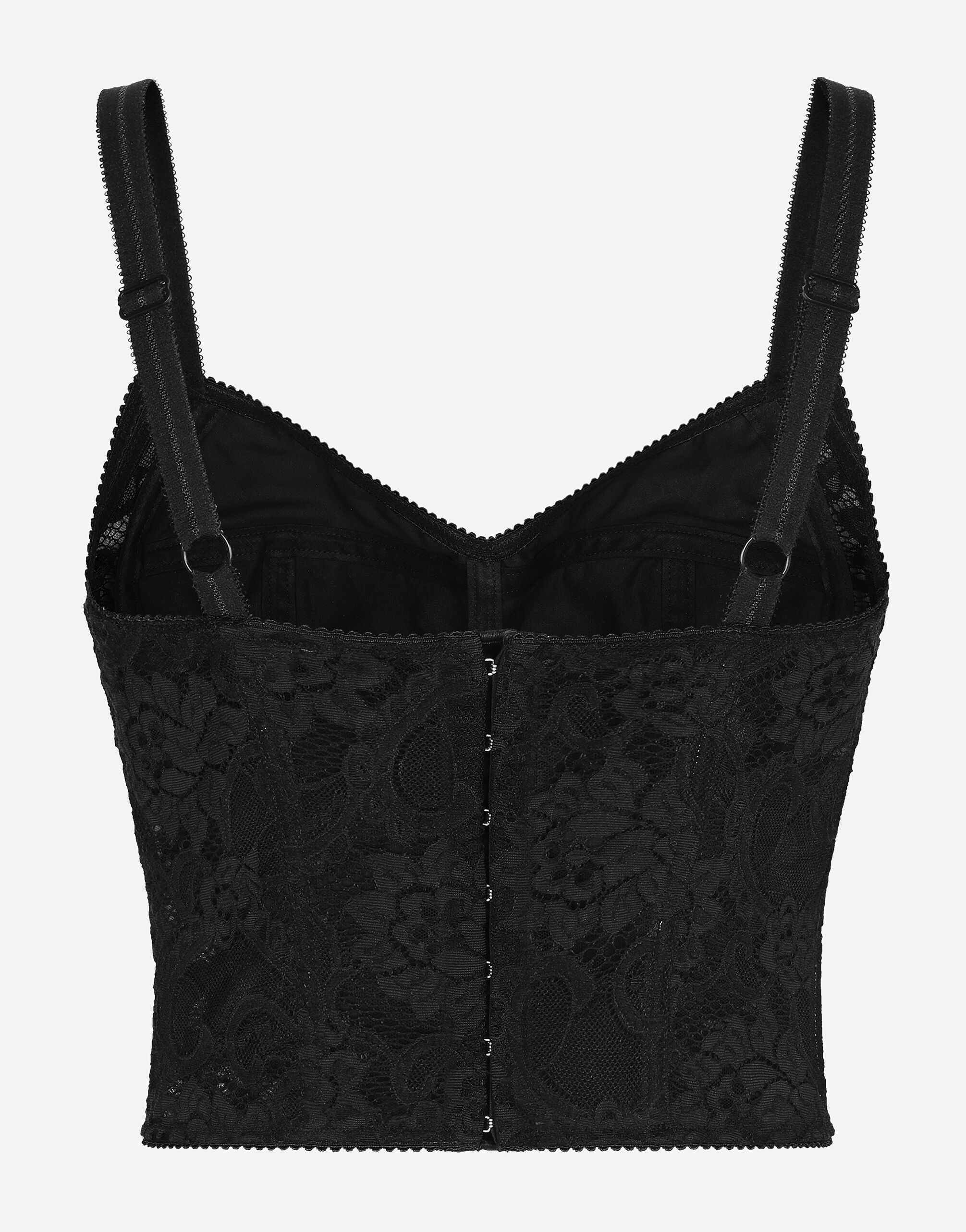 ブラックのウィメンズ レース&サテン ビスチェ トップ | Dolce&Gabbana®
