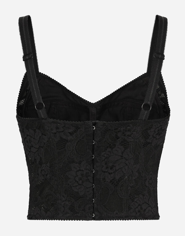 Dolce & Gabbana 蕾丝与缎布束身上衣 黑 F7AC7TGDCL9