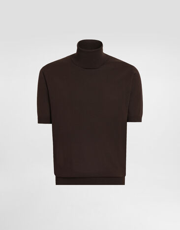 Dolce & Gabbana Short-sleeved cotton turtleneck top Multicolor GXZ64TJFMMS