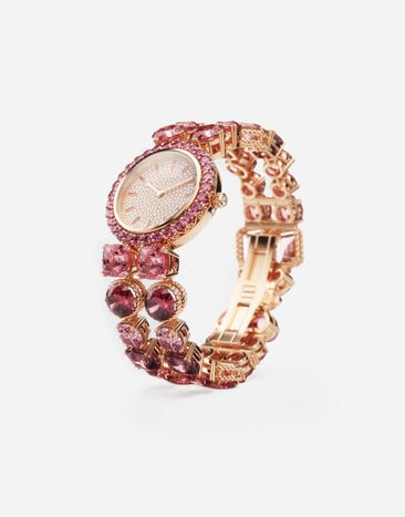 Dolce & Gabbana Rainbow Monochrome Watch 18-carat yellow gold and pink tourmalines Red WWQA1GWQM01