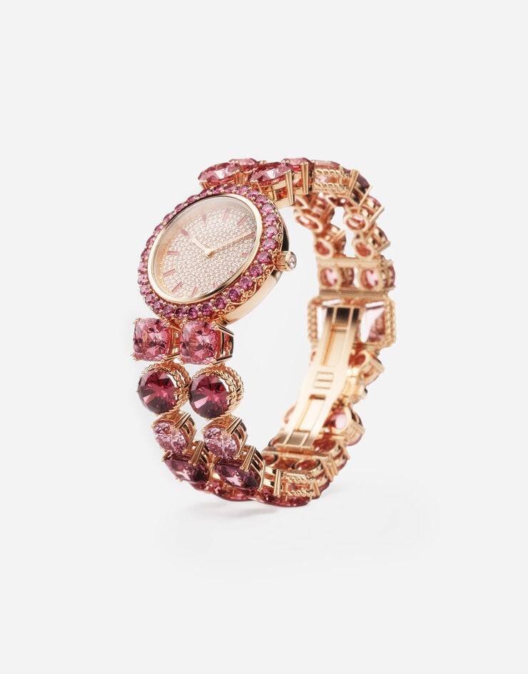 Dolce & Gabbana Rainbow Monochrome Watch 18-carat yellow gold and pink tourmalines Red WWQA1GWQM01