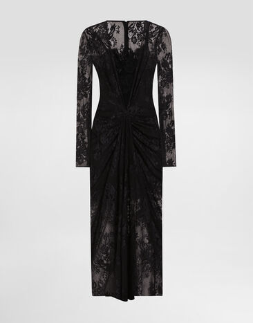 Dolce & Gabbana Vestido de encaje floral Negro F6TOITFLUCP