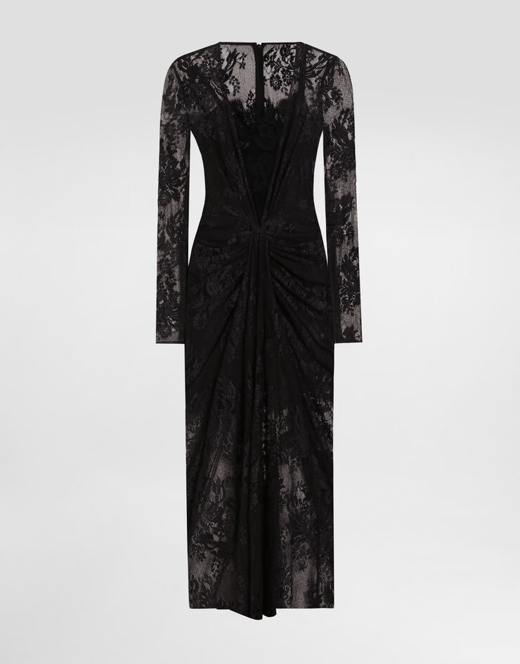 Dolce & Gabbana Vestido de encaje floral Negro F6TOITFLUCP
