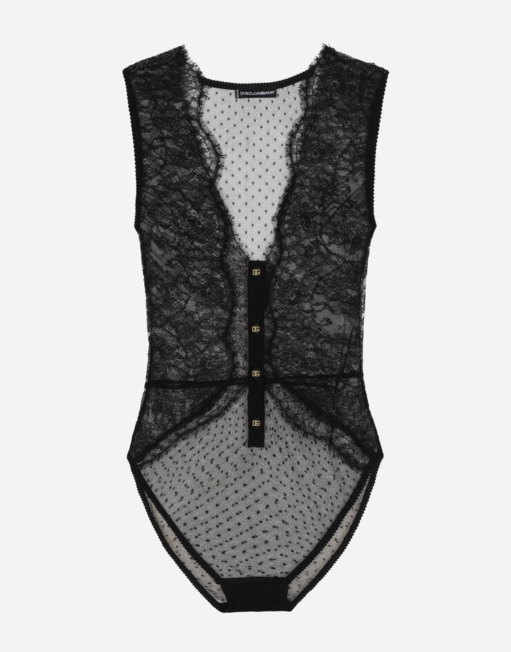 Dolce & Gabbana Lace bodysuit with plunging neckline Black O9A21THLMUY