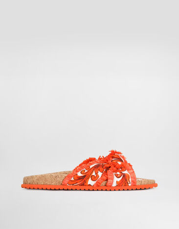 Dolce & Gabbana Majolica-print brocade flat slippers Multicolor CQ0708A9AB2