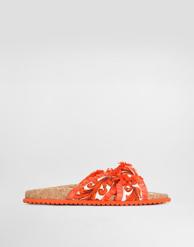 Dolce & Gabbana Majolica-print brocade flat slippers Multicolor CQ0708A9AB2