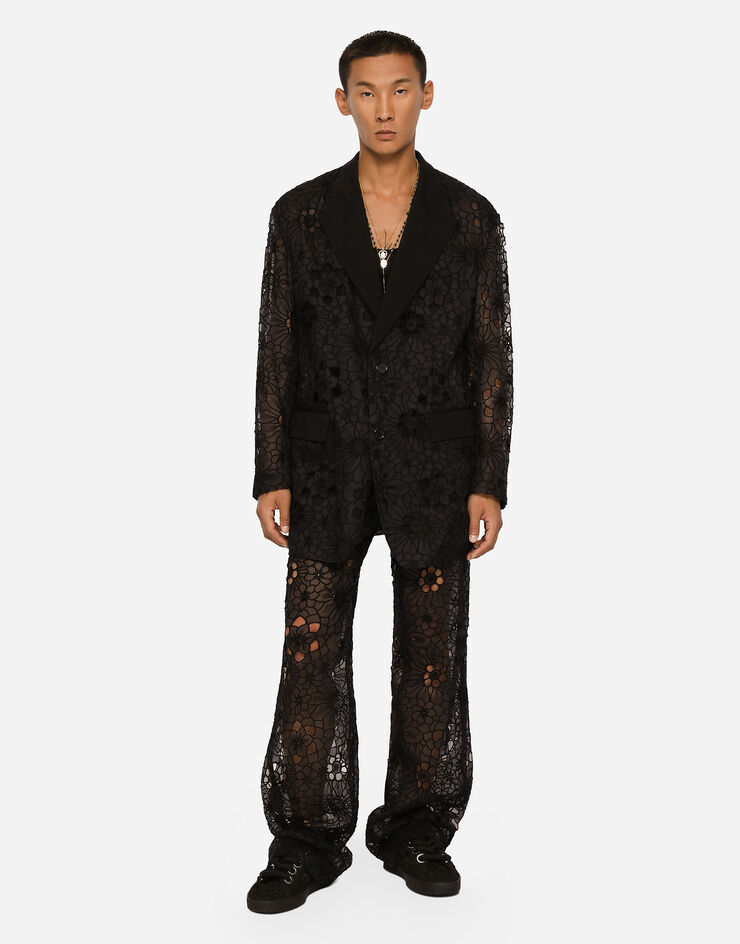 Dolce & Gabbana Tailored stretch broderie anglaise pants Black GVJ5HTHLMT3