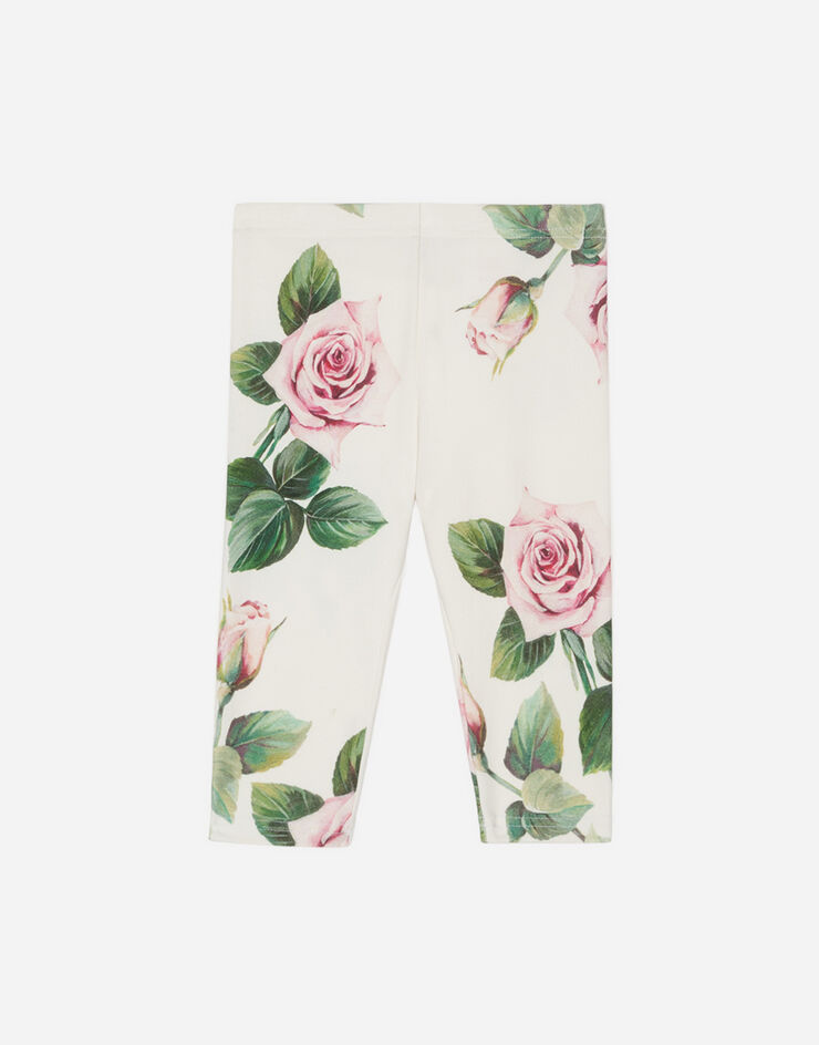 Dolce & Gabbana INTERLOCK LEGGINGS WITH TROPICAL ROSE PRINT STAMPA FLOREALE L2JP5BFSGR7