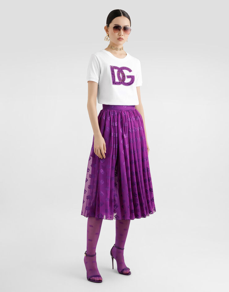 Dolce & Gabbana Devoré satin jacquard skirt Purple F4CJATFJTBR