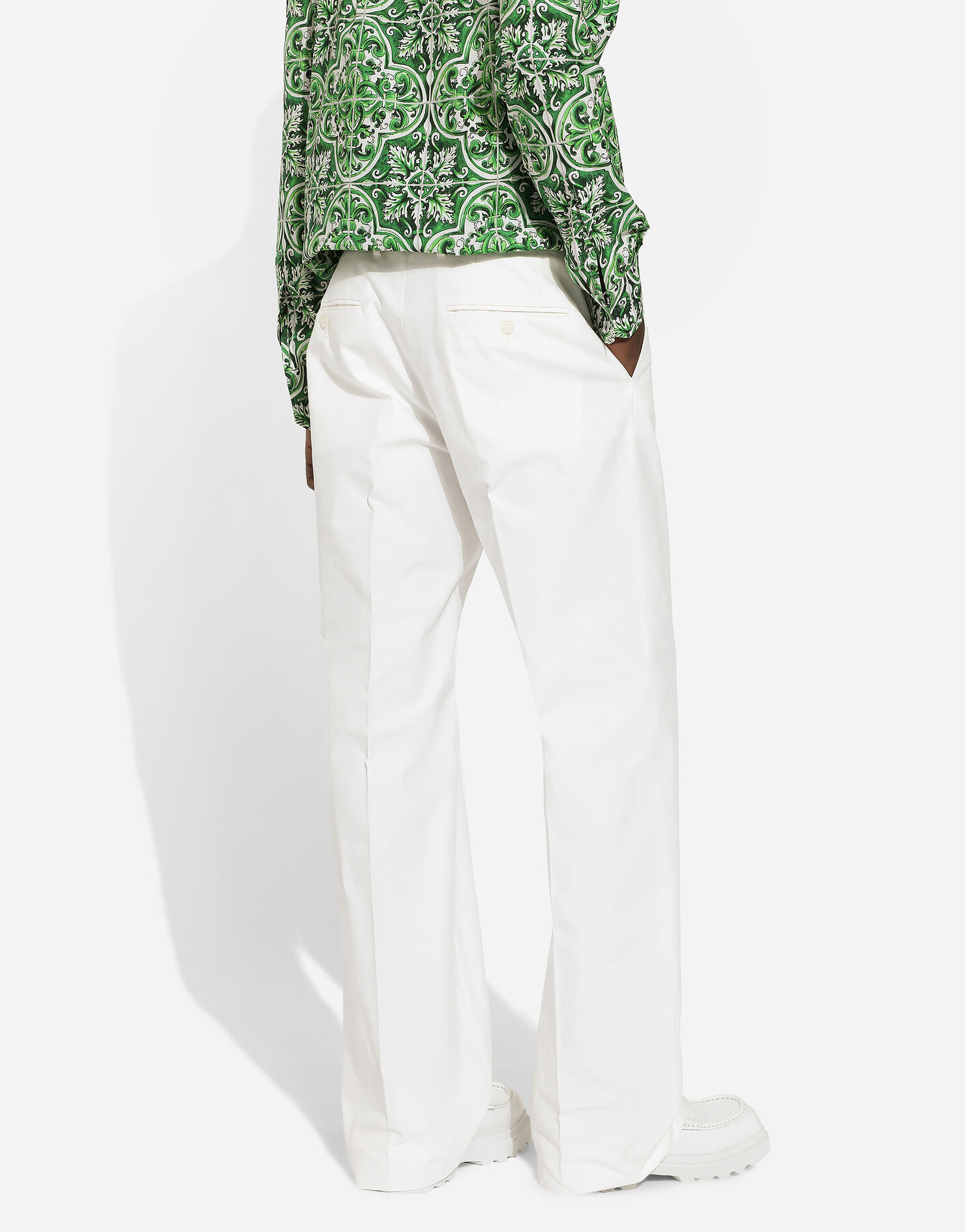 Straight-leg cotton gabardine pants in White for Men | Dolce&Gabbana® US