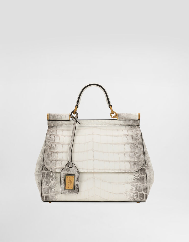 Dolce & Gabbana Large Sicily handbag in himalayan crocodile leather White BB6002B2EM1