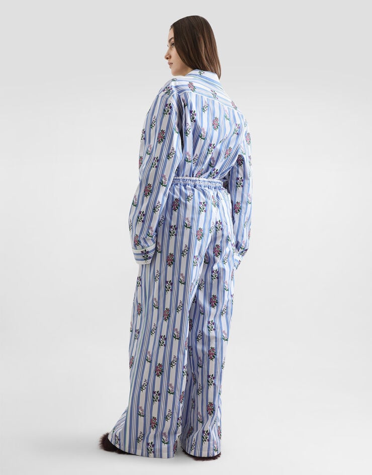 Dolce & Gabbana Poplin shirt with flower embroidery Multicolor F5U37ZGDDSP