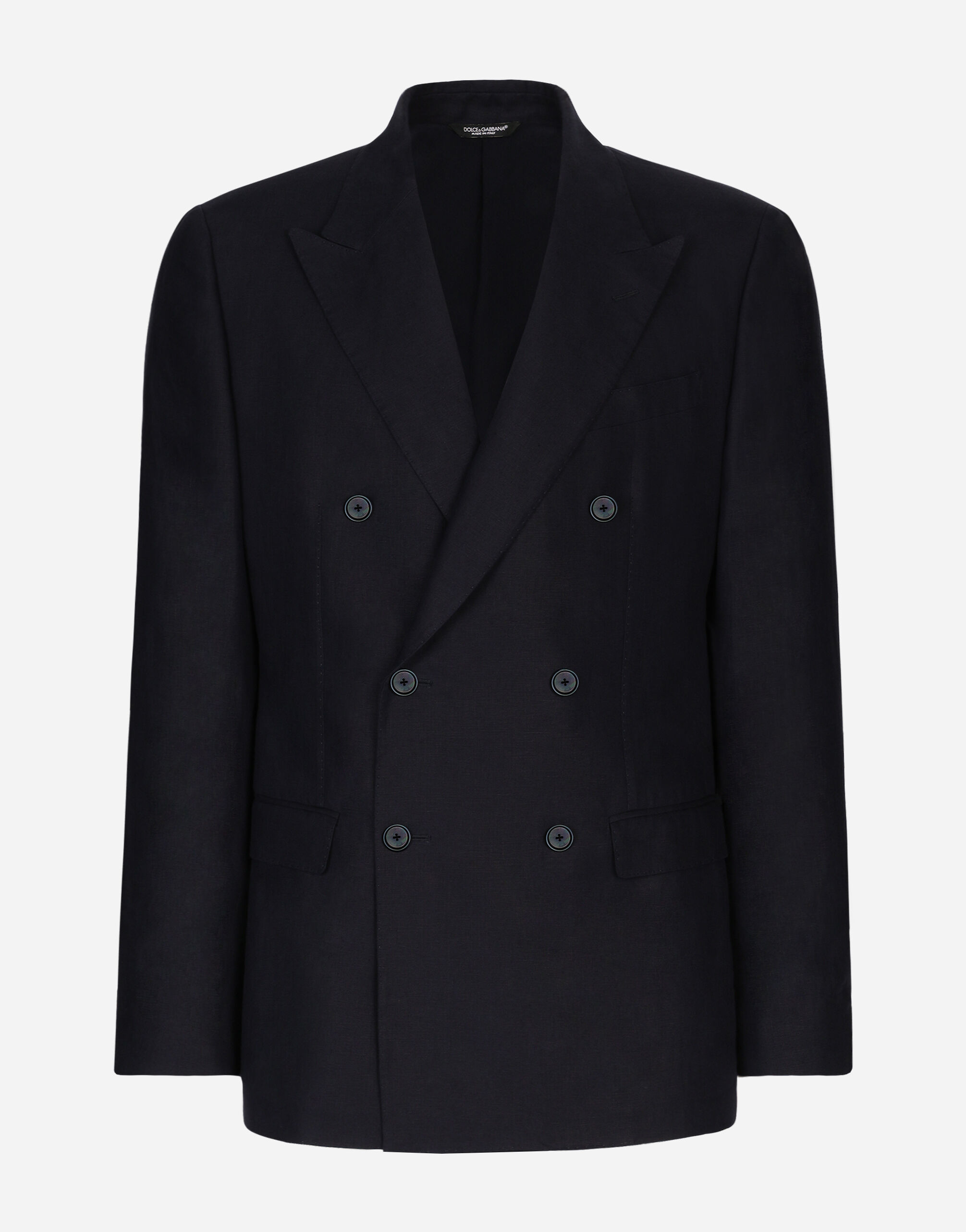 Double-breasted linen Taormina-fit suit in BLUE for Men