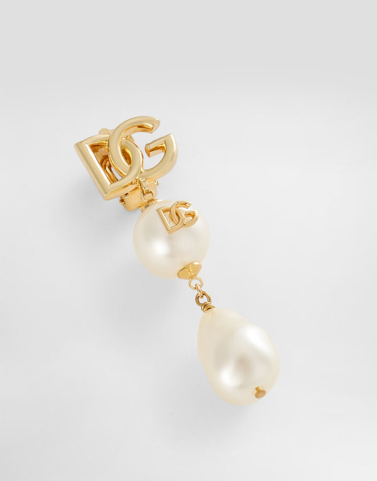 Dolce & Gabbana Drop earrings with teardrop accents, cabochons and DG logo White WER2Y2W1111