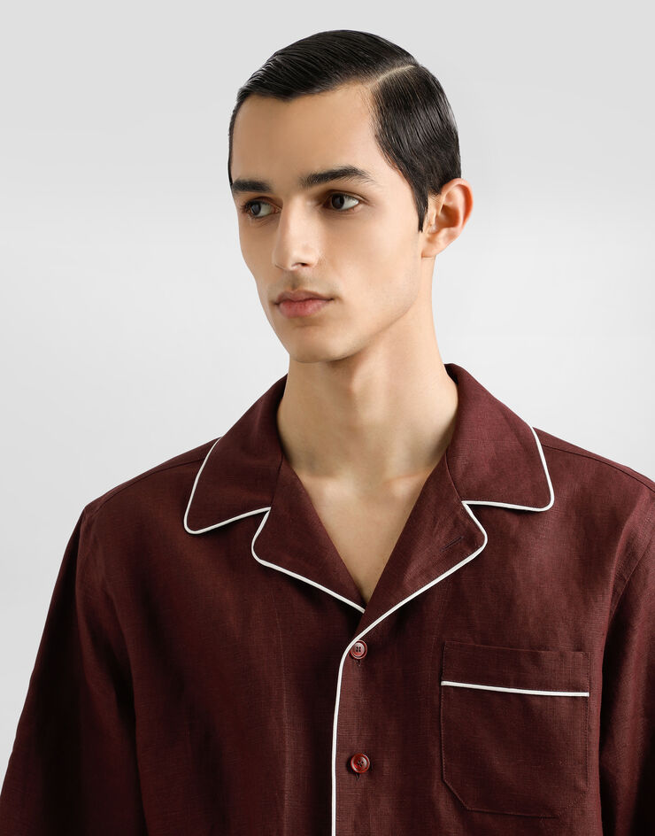 Dolce & Gabbana Hawaiihemd aus Leinenstoff Mehrfarbig G5NF5TFU4MC