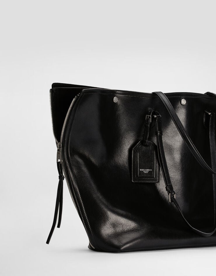 Dolce & Gabbana Atene calfskin shopping bag Black BM2536AH850