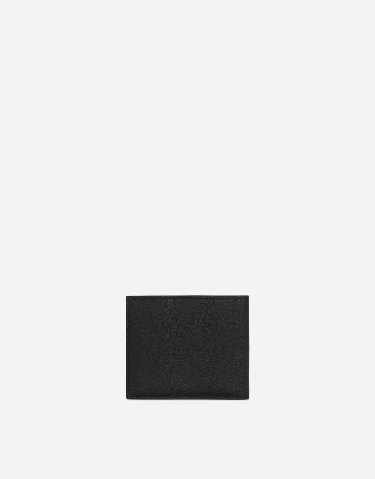 Dolce & Gabbana محفظة من جلد عجل ثنائية الطي ببطاقة شعار أسود BP1321AG219
