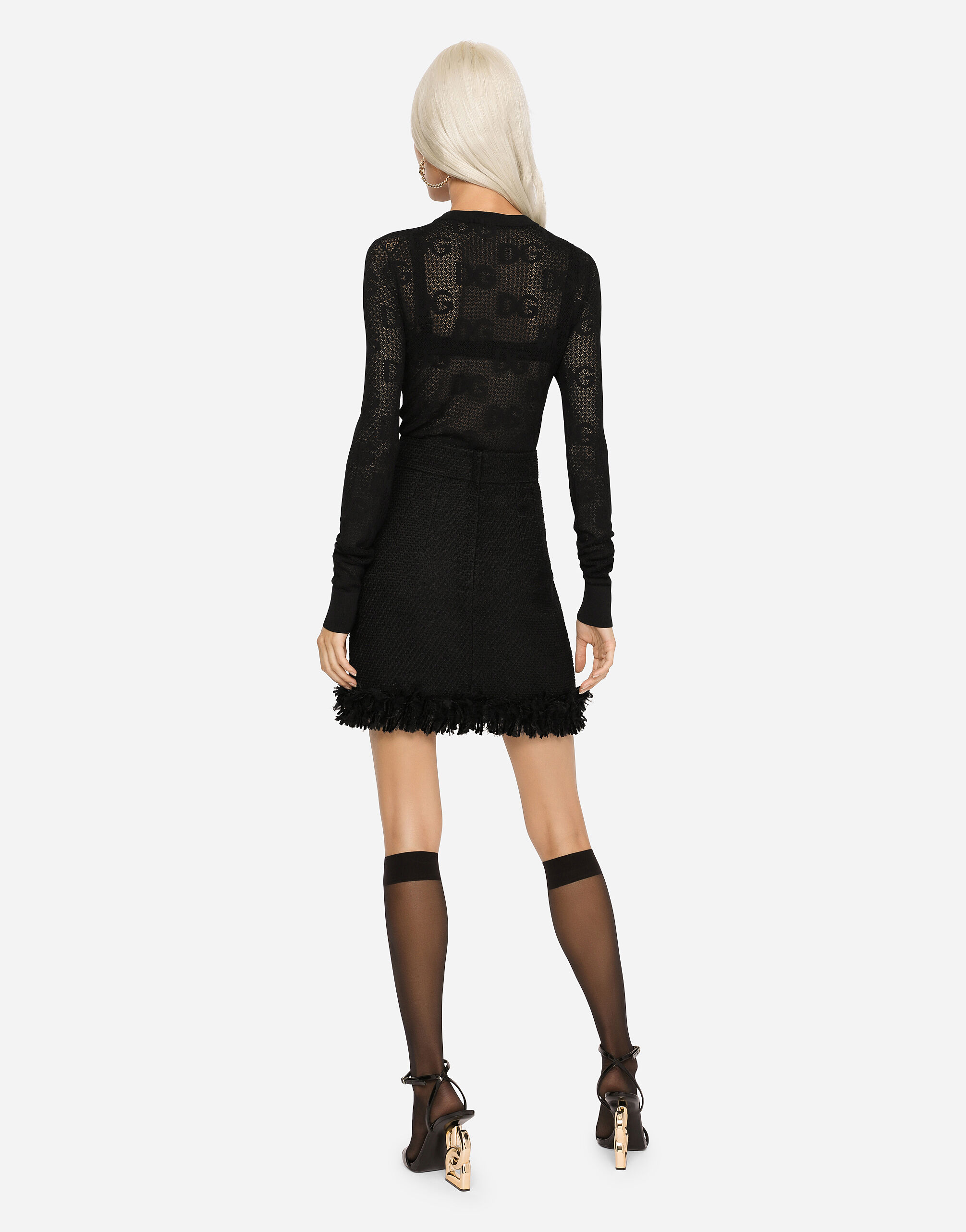 Bouclé miniskirt in Black for Women | Dolce&Gabbana® US