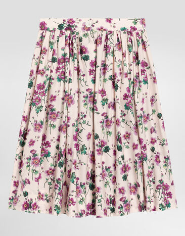 Dolce & Gabbana Falda de popelina con estampado de violetas Print L55I01HS5TX