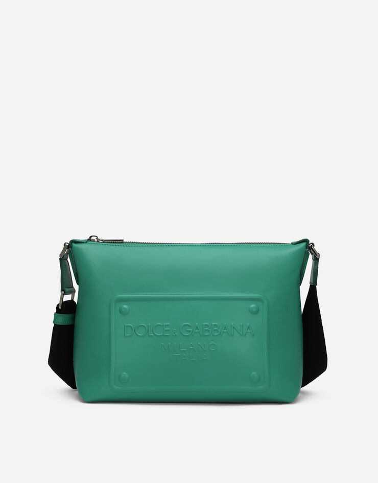 Dolce & Gabbana Bolso bandolera en piel de becerro con logotipo en relieve Vert BM2265AG218