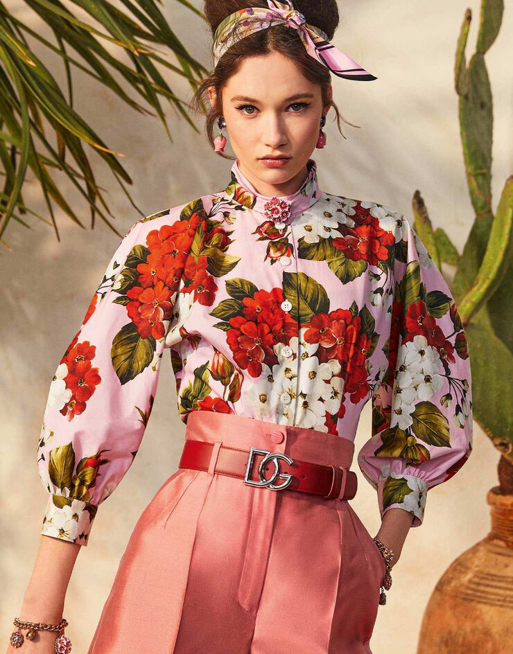 Dolce & Gabbana GERANIUM-PRINT POPLIN SHIRT FLORAL PRINT F5M44THS5GF