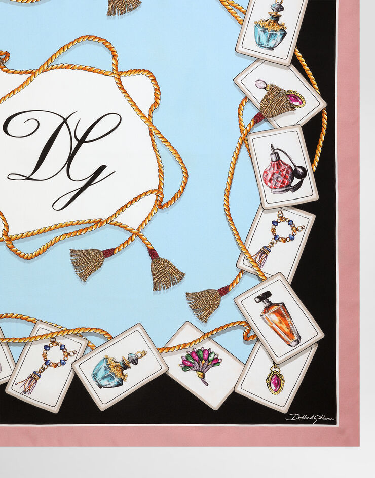 Dolce & Gabbana Perfume-print silk twill scarf 90x90 Multicolor FN090RGDDLP