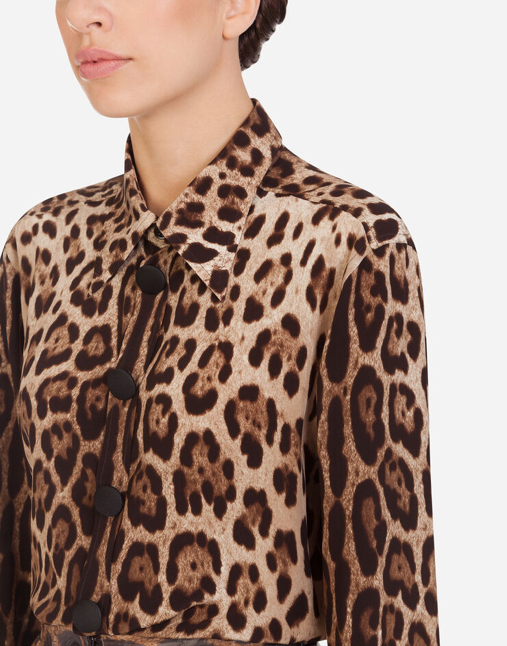 Dolce & Gabbana Crêpe de chine shirt with leopard print IMPRIMÉ ANIMALIER F5N20TFS1SY