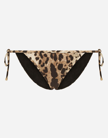 Dolce & Gabbana Slip de bikini con cordones y estampado de leopardo Multicolor O2A01JFSGDM