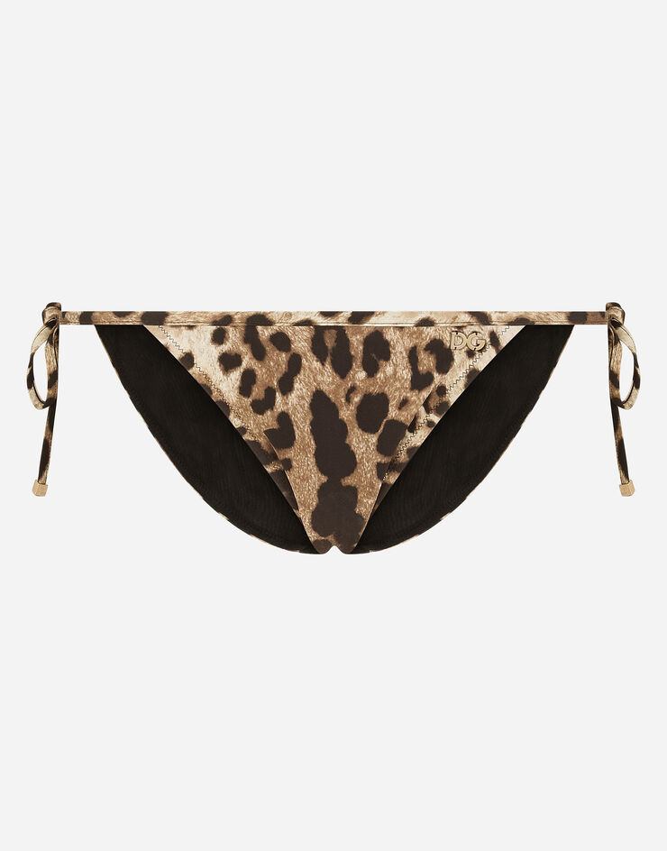 Dolce & Gabbana Leopard-print string bikini bottoms Multicolor O2A01JFSGDM