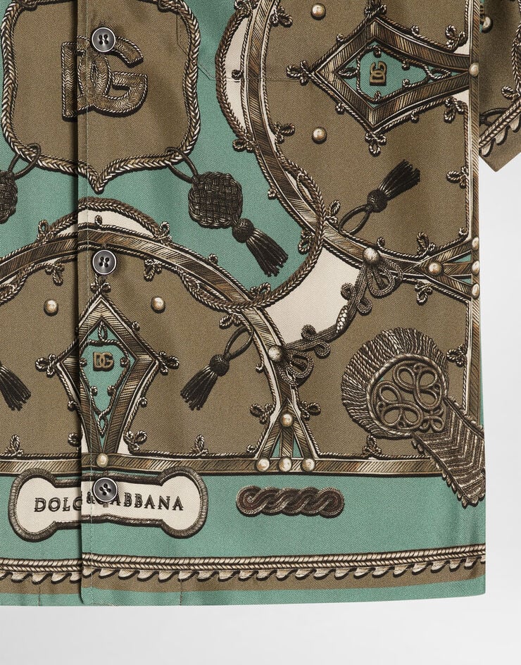 Dolce & Gabbana Cargo-print washed silk twill shirt Multicolor L44S81HI12C