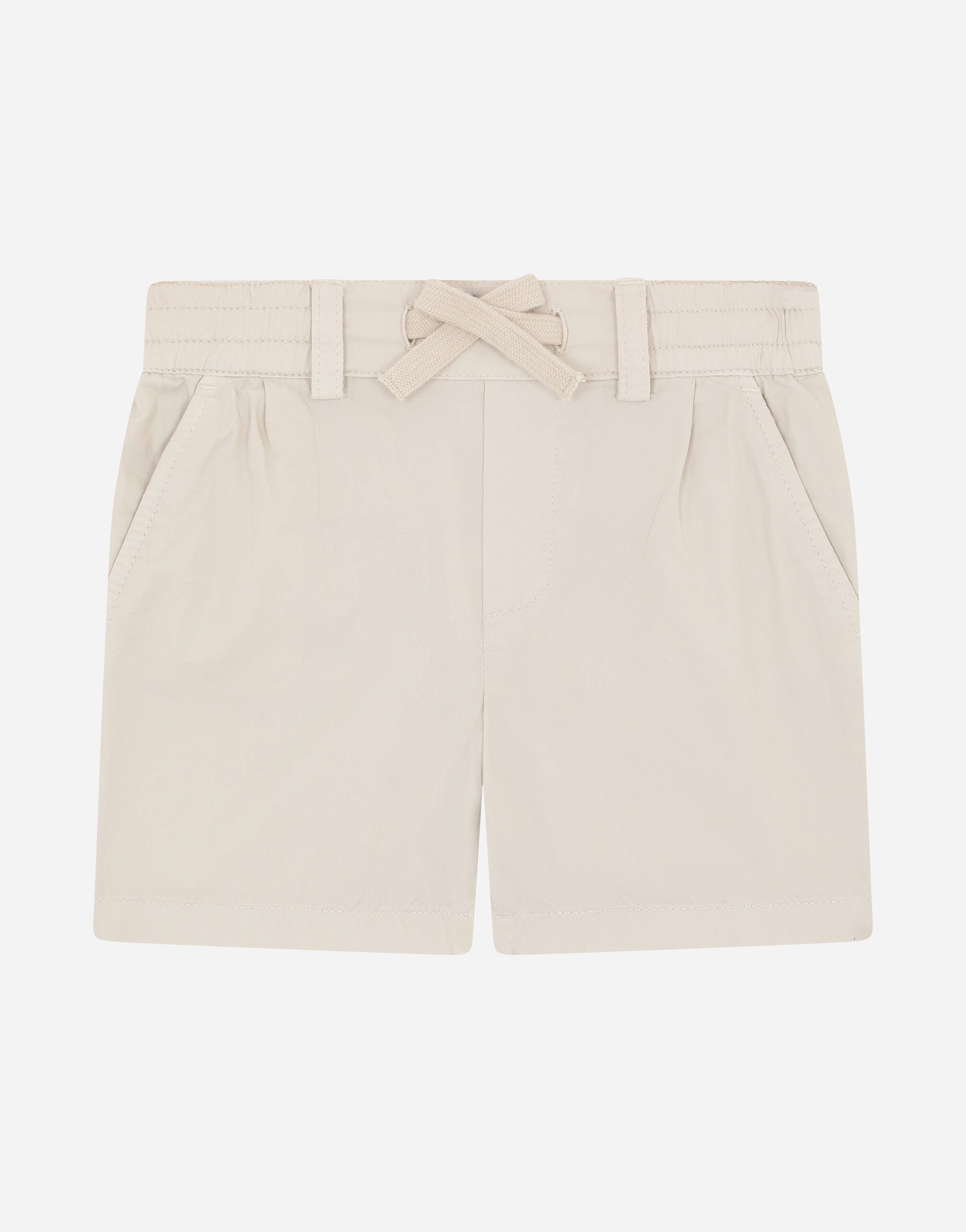 Dolce & Gabbana Garment-dyed canvas shorts with drawstring Beige L12Q99LY054