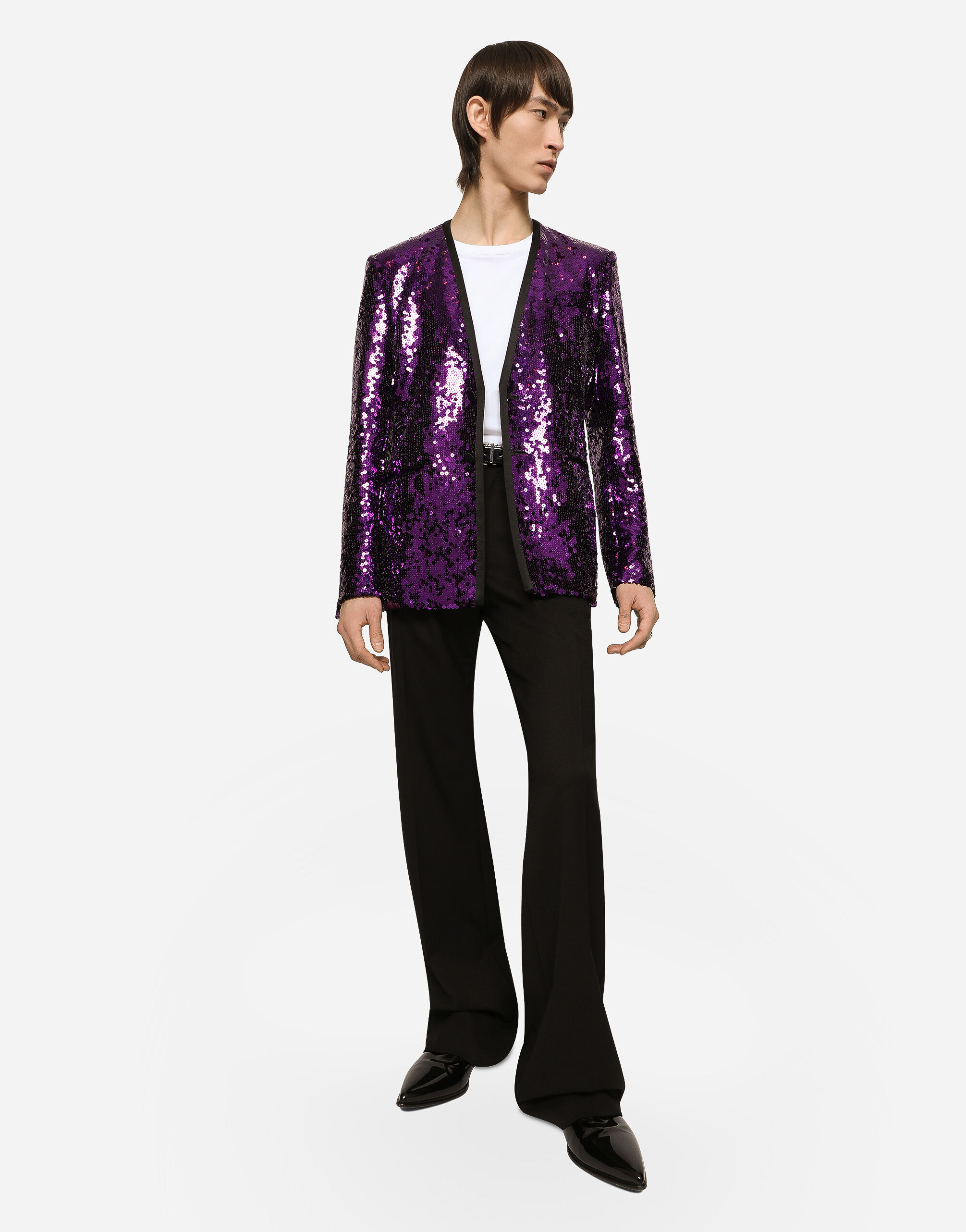 Veste Sicilia a paillettes et bords en satin en Multicolore pour homme Dolce Gabbana