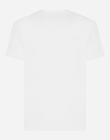 Dolce & Gabbana T-shirt cotone con placca logata Bianco G8PT1TG7F2I