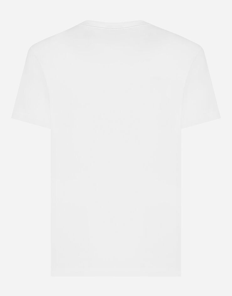 Dolce & Gabbana T-shirt en coton avec plaquette à logo Blanc G8PT1TG7F2I