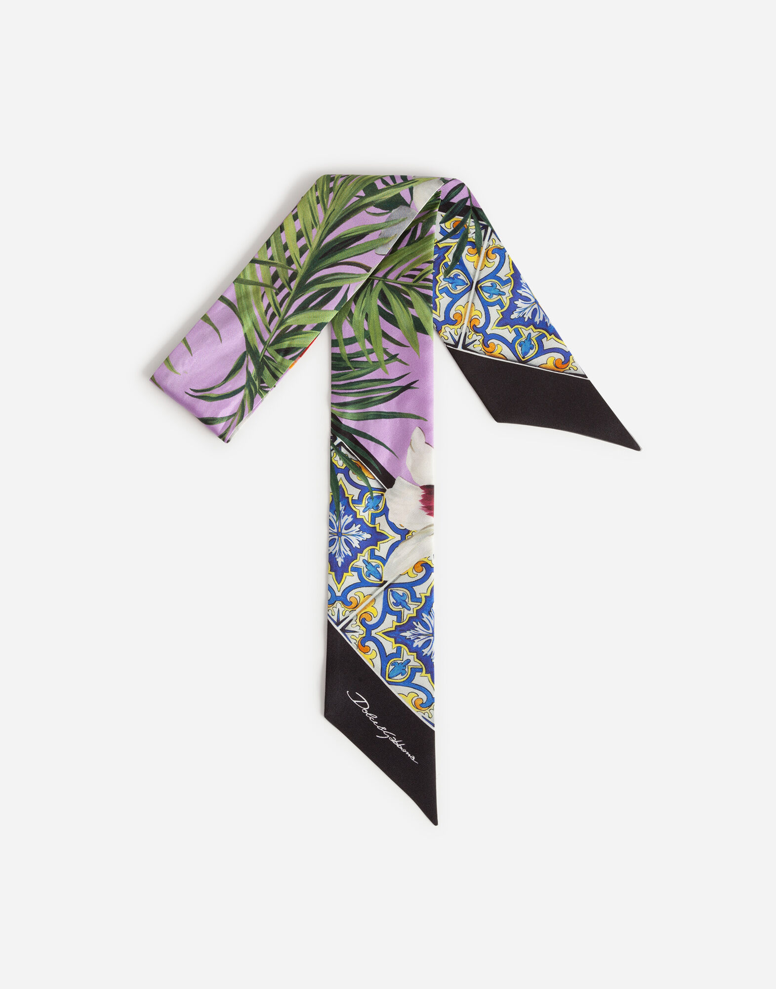【関税＆送料込み】Dolce & Gabbana Twill Bandeau TWILL BANDEAU WITH MAIOLICA AND ORCHID PRINT