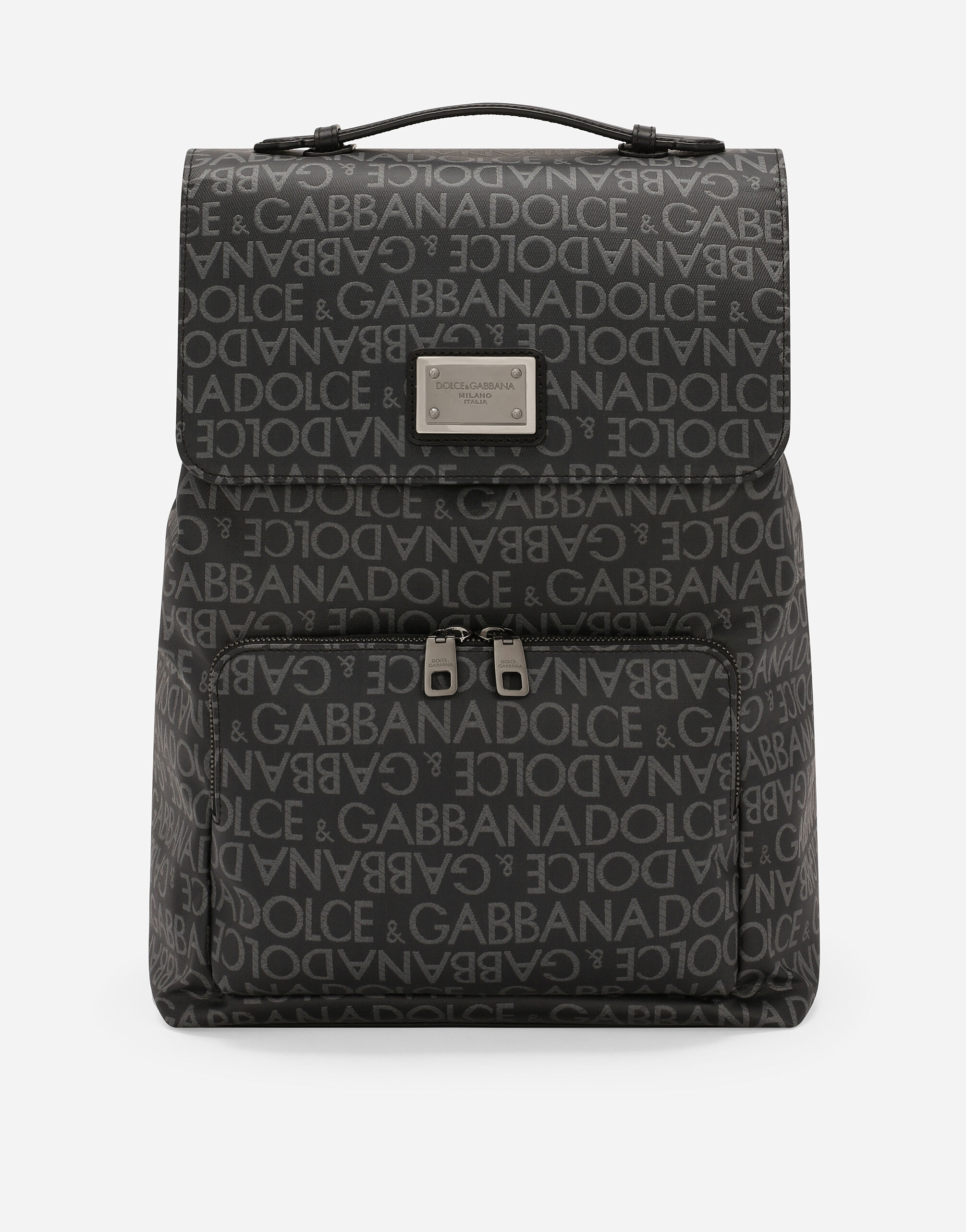 Dolce & Gabbana Rucksack aus beschichtetem Jacquard Schwarz BM2336AG182