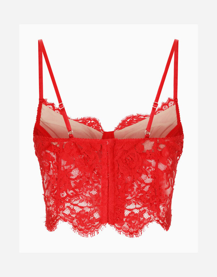 Dolce & Gabbana Top bustier lingerie in pizzo Rosso O7C41TONL36