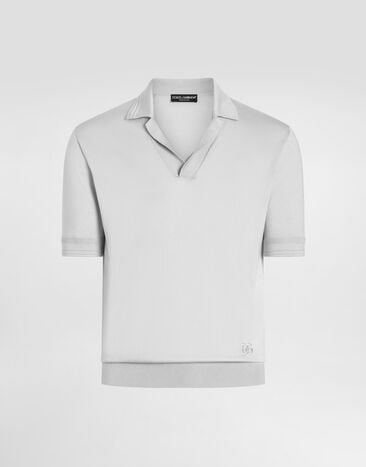 Dolce & Gabbana Polo de seda satinada Gris GXZ09ZJBSLV