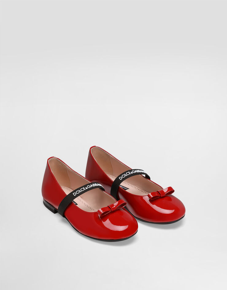 Dolce & Gabbana Patent leather ballet flats with elastic Red D11294A4831