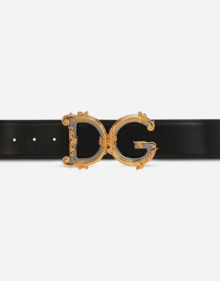 Dolce & Gabbana Calfskin belt with logo Black BE1336AZ831