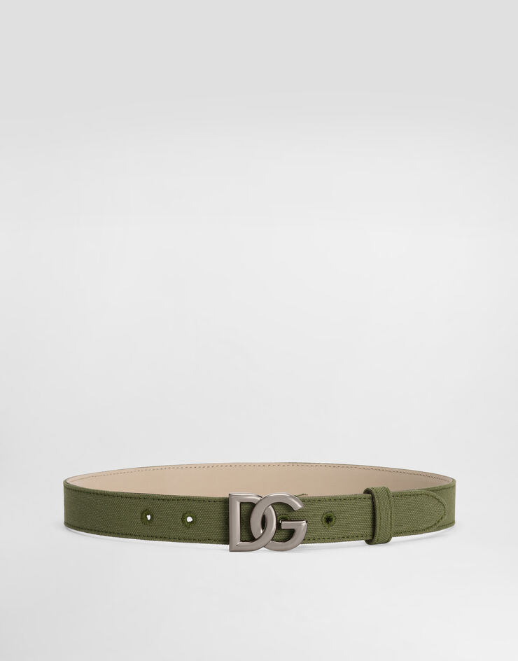 Dolce & Gabbana Canvas and calfskin logo belt Dolce & Gabbana Canvas and calfskin logo belt Green EC0083AY875