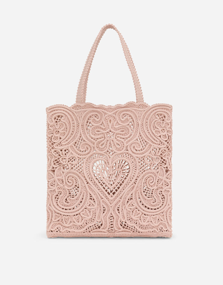 Dolce & Gabbana Medium shopper with cordonetto embroidery Pale Pink BB6927AW717