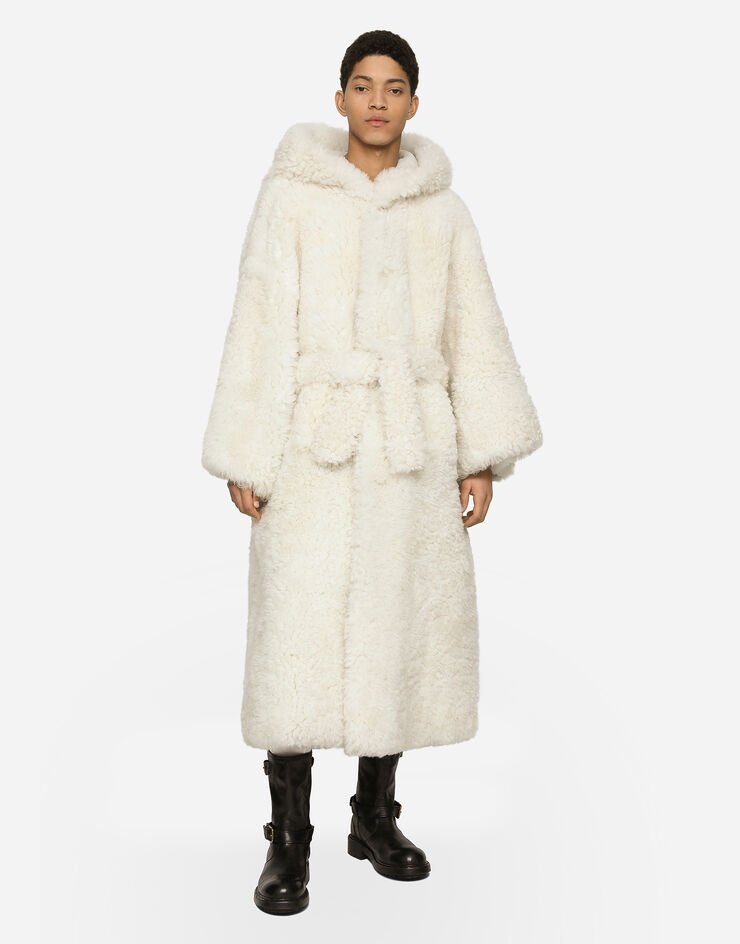 Dolce&Gabbana Shearling coat with hood White G041ILFUP7Z