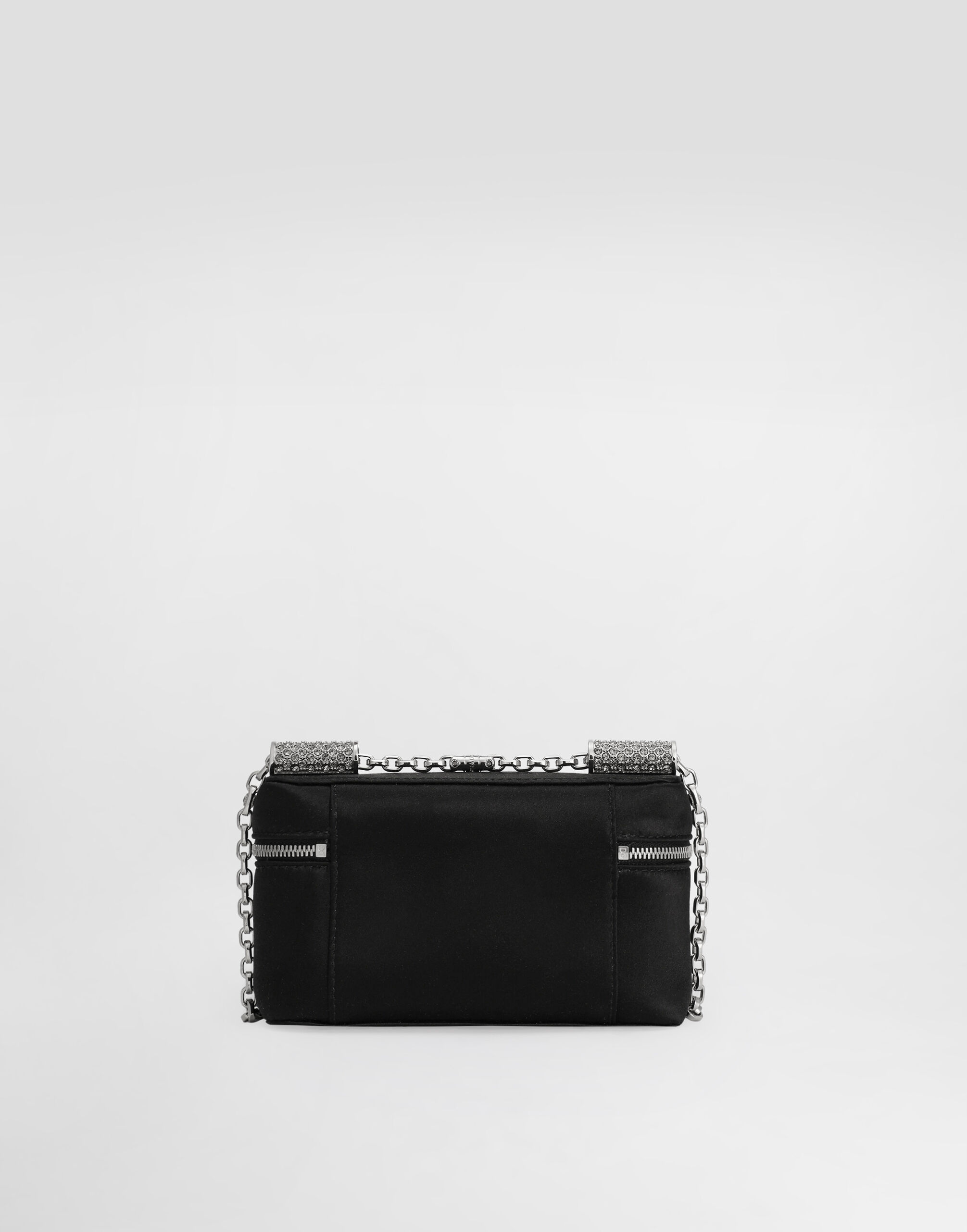 Sicily medium satin and pavé tubes shoulder bag in Black for Women