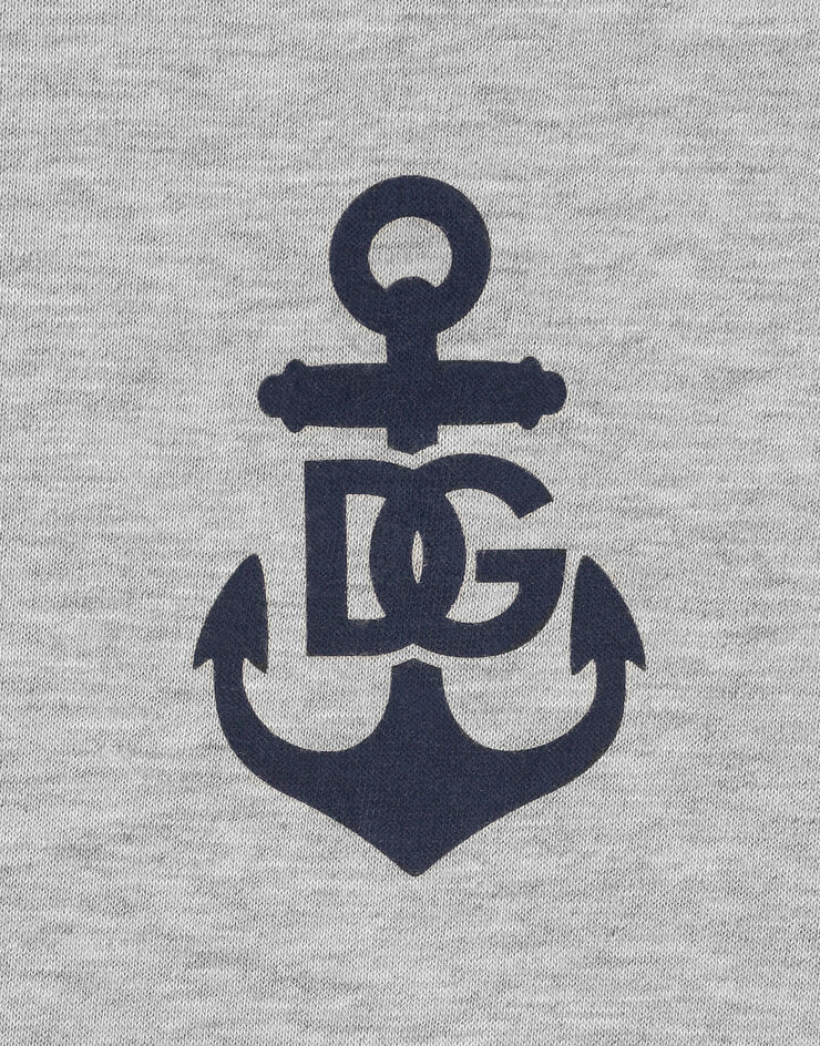 Dolce & Gabbana T-shirt slim à manches longues et imprimé marine Gris G8RK7TG7L6R