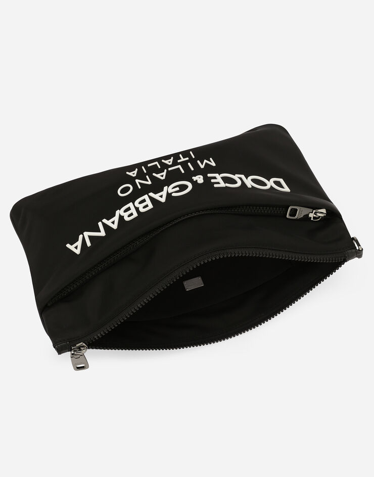 Dolce & Gabbana Nylon pouch with rubberized logo Noir BP3259AG182