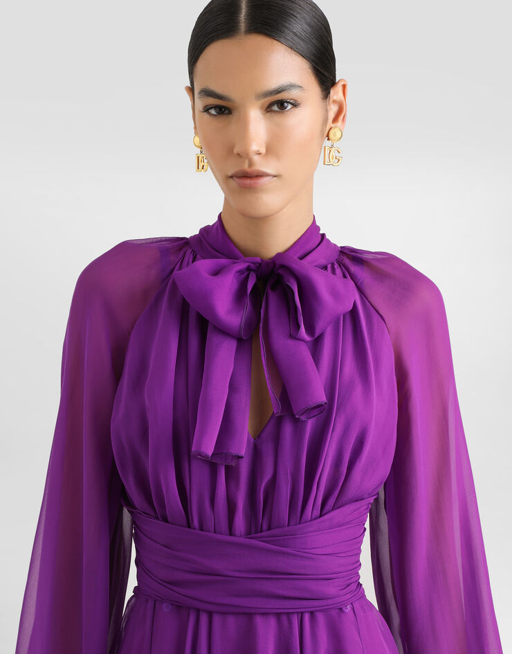 Dolce & Gabbana Chiffon dress with draping Purple F60AXTFU1AT